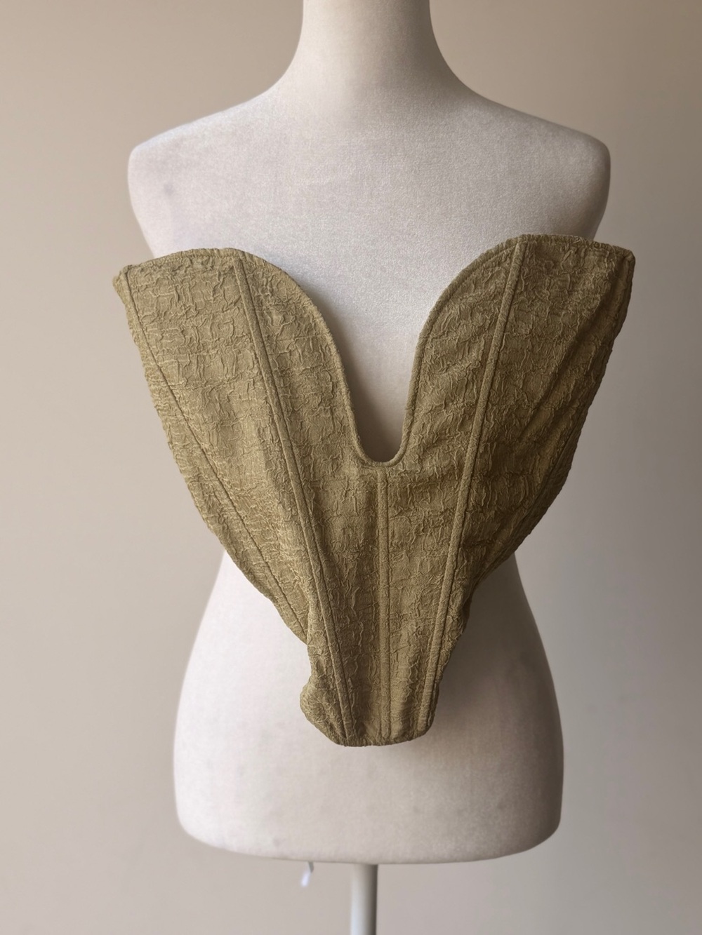 PrettyLittleThing Olive Strapless Corset Top
